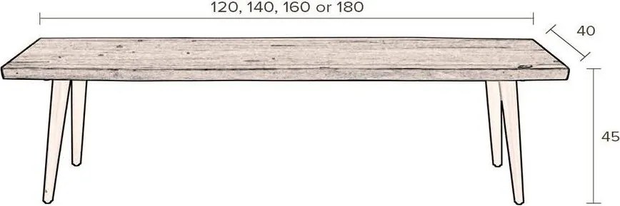 Пейка с черни стоманени крака , дължина 180 cm Alagon - Dutchbone