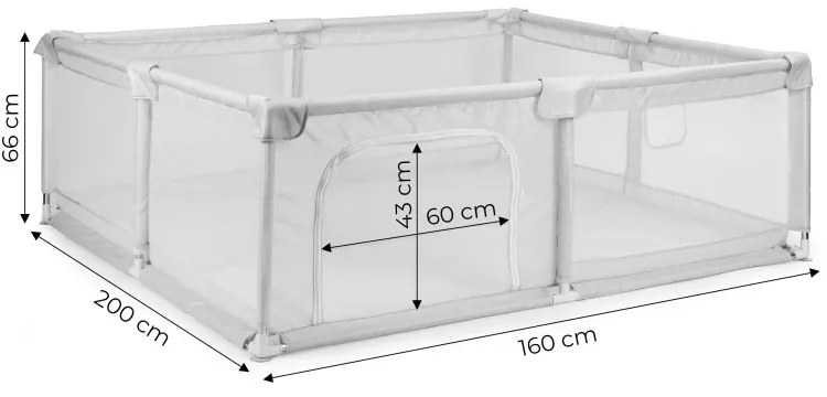 Детска кошара - сух басейн, детска площадка + чанта за носене Ширина: 160 см Дължина: 200 см