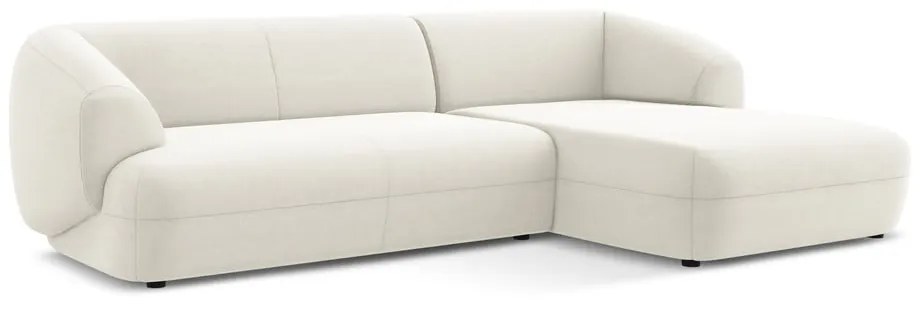 Бял кадифен ъглов диван (десен ъгъл) Moana – Makamii