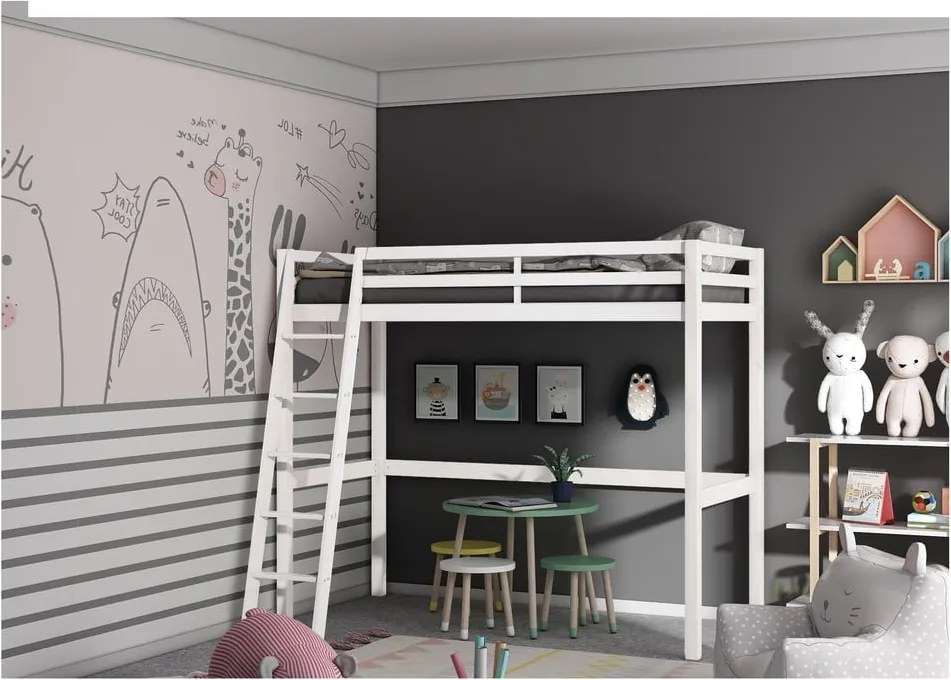 Бяло повдигнато легло от борова дървесина Alpi2 - Støraa