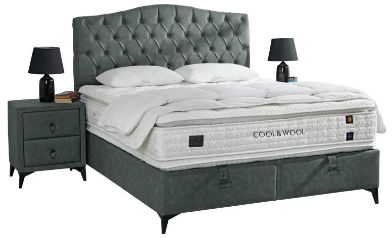 Тапицирана спалня с матрак COOL WOOL 180 x 200 - сив 12