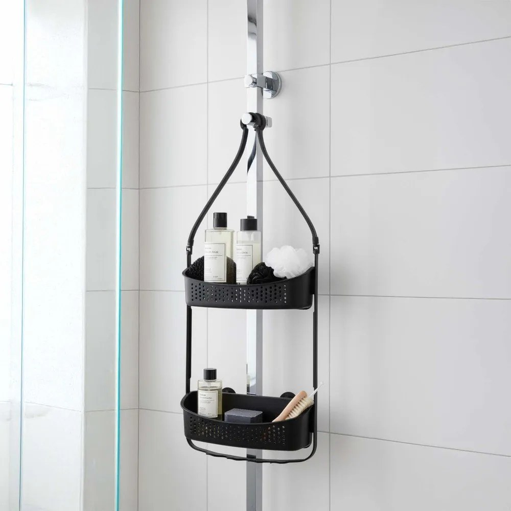 Матово черно висящ пластмасов рафт за баня Vesper – douceur d'intérieur