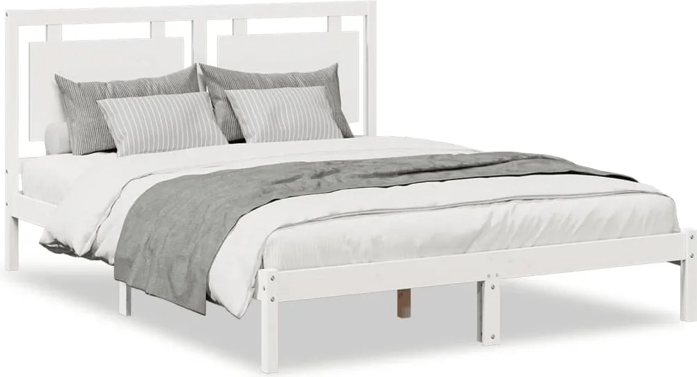 3309190 vidaXL Рамка за легло без матрак, бял, 160x210 см, масивна дървесина