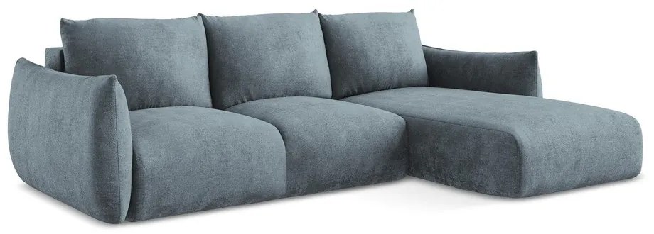 Син шенилов сгъваем ъглов диван (десен ъгъл) Leila – Makamii