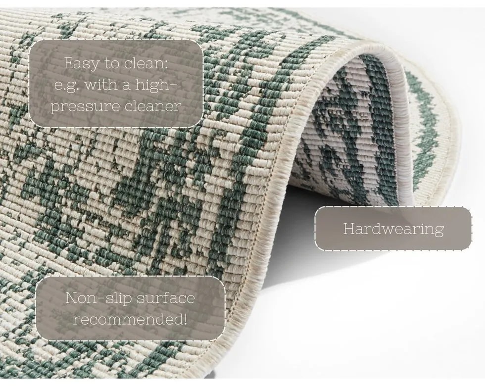 Зелен и кремав килим за открито, ø 200 cm Borbon - NORTHRUGS