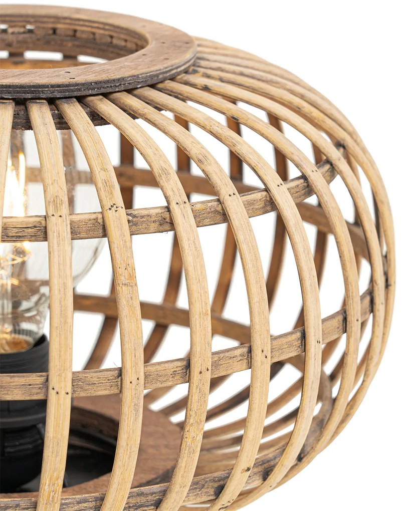 Ориенталска настолна лампа черна с бамбук - Amira