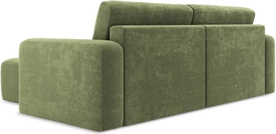 Зелен шенилов сгъваем/с място за съхранение ъглов диван (десен ъгъл) Kona – Makamii