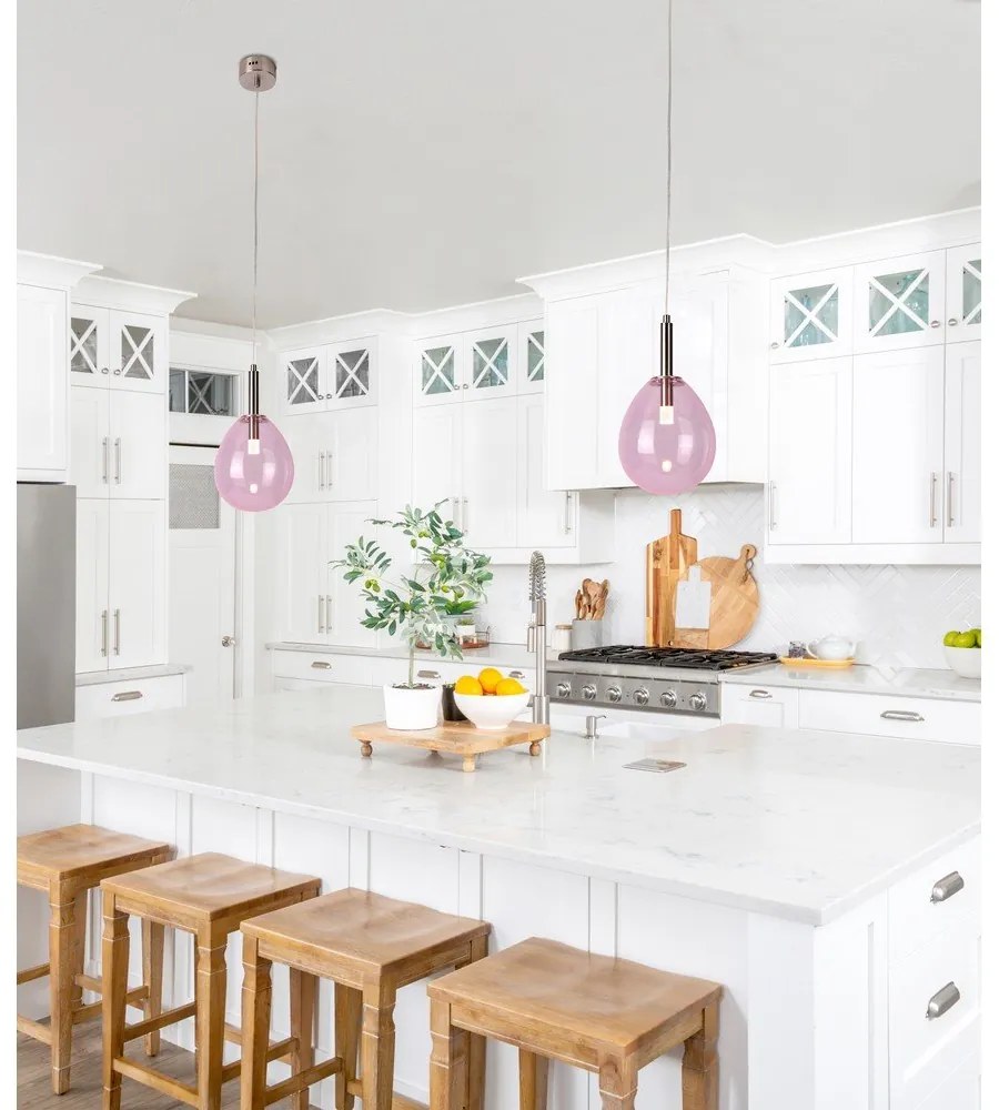 Лилаво LED висящо осветително тяло със стъклен абажур Lukka – Candellux Lighting