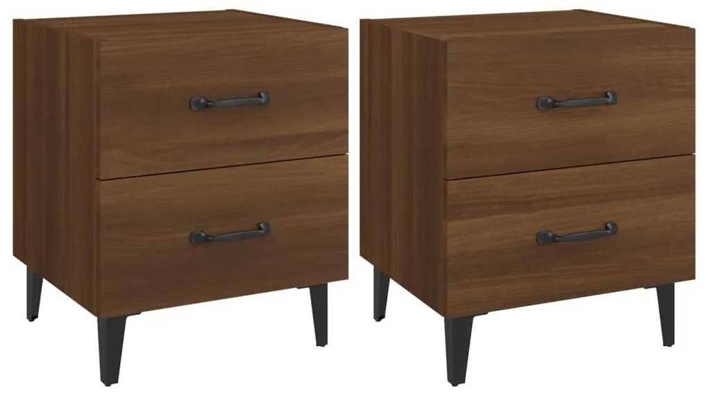 817296 vidaXL Нощни шкафчета, 2 бр, Кафяв дъб, 40x35x47,5 см
