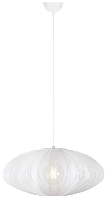 Бяло висящо осветително тяло с текстилен абажур ø 60 cm Florence – Markslöjd