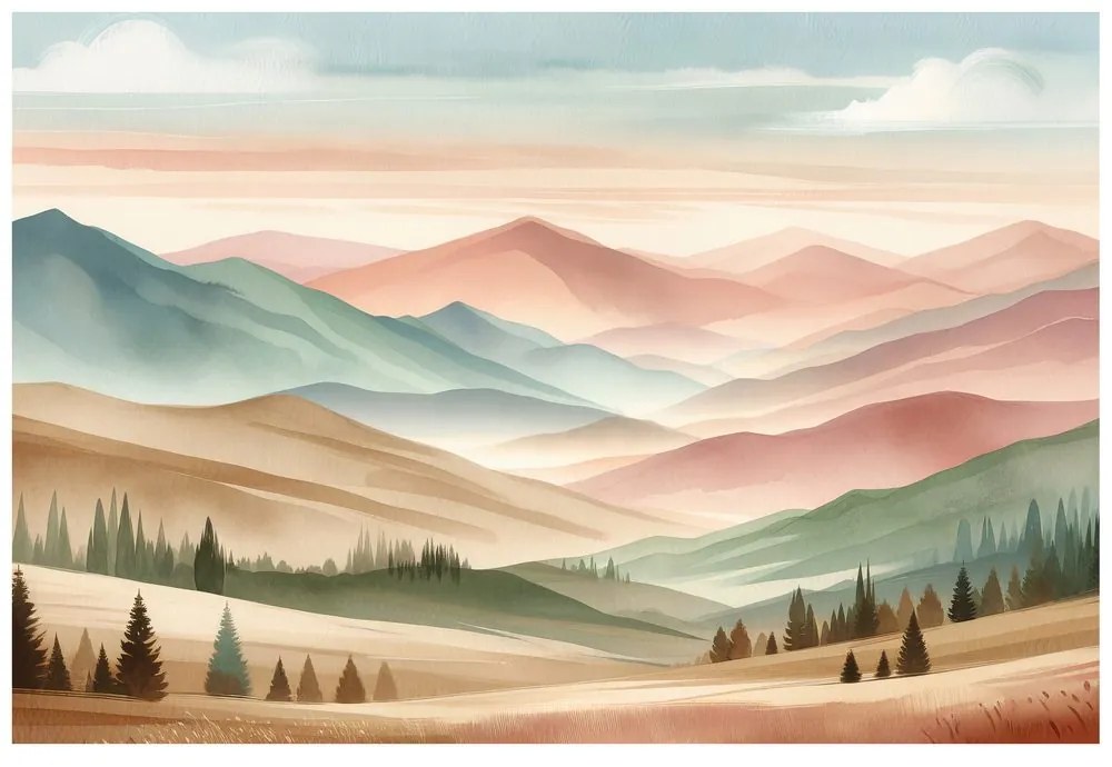 Фототапет – Пастелни планини в акварел