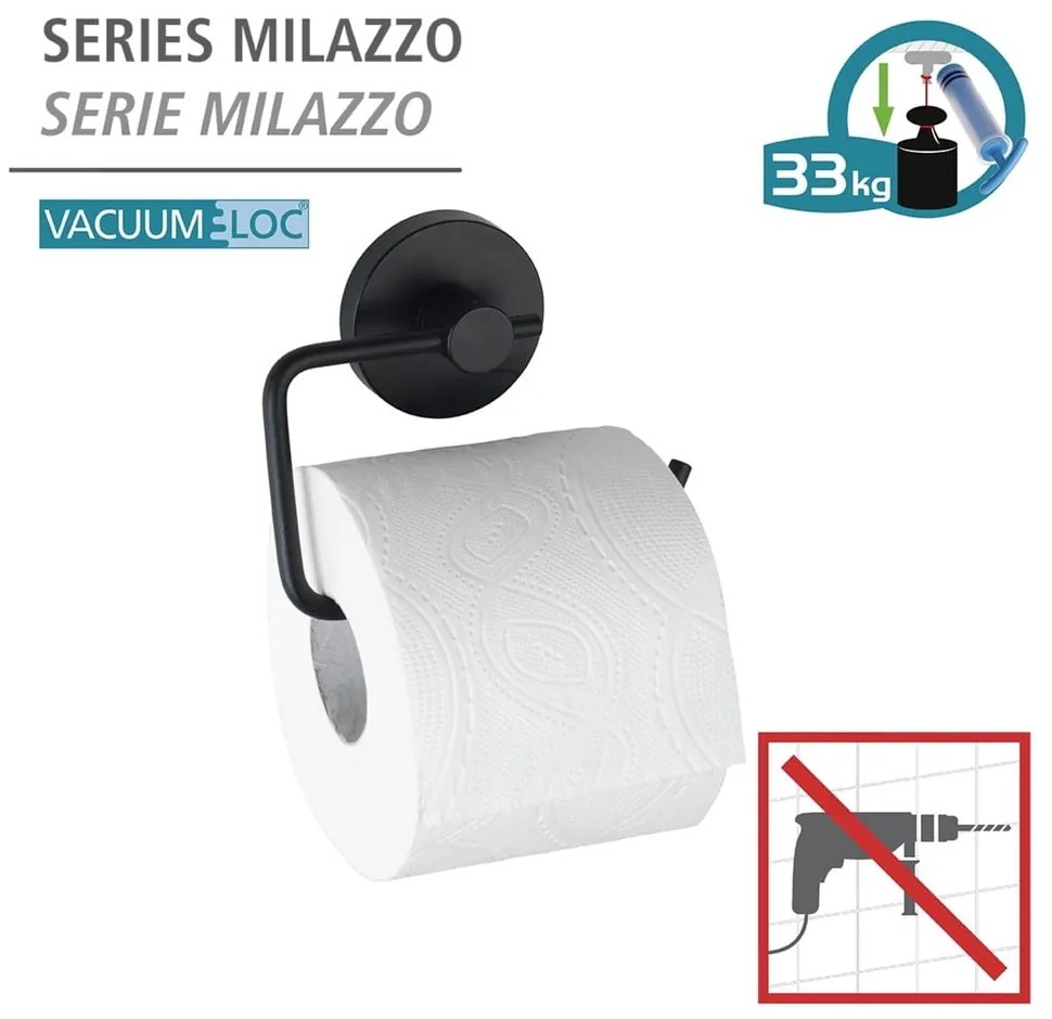 Черен държач за тоалетна хартия Vacuum-Loc® Milazzo - Wenko