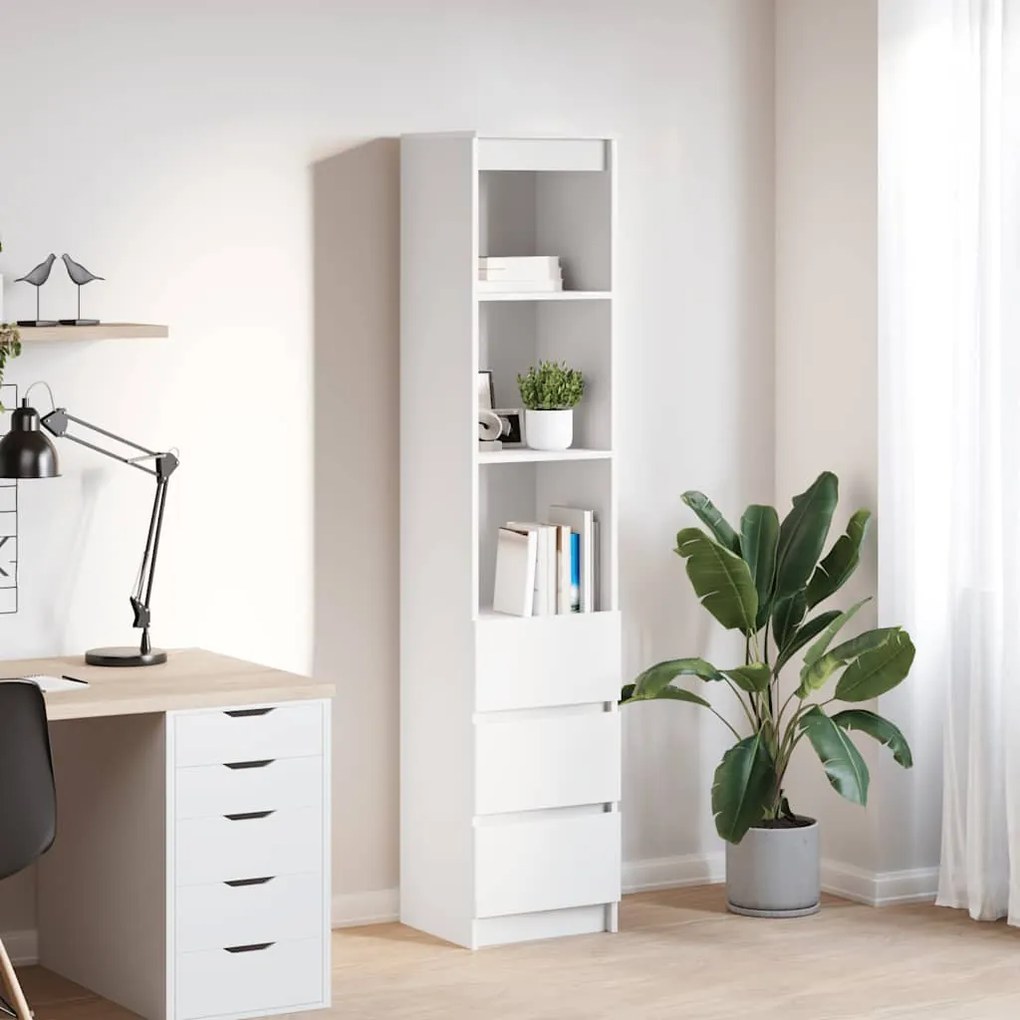 861661 vidaXL Висока дъска бяла 37,5x35x180 см инженерно дърво