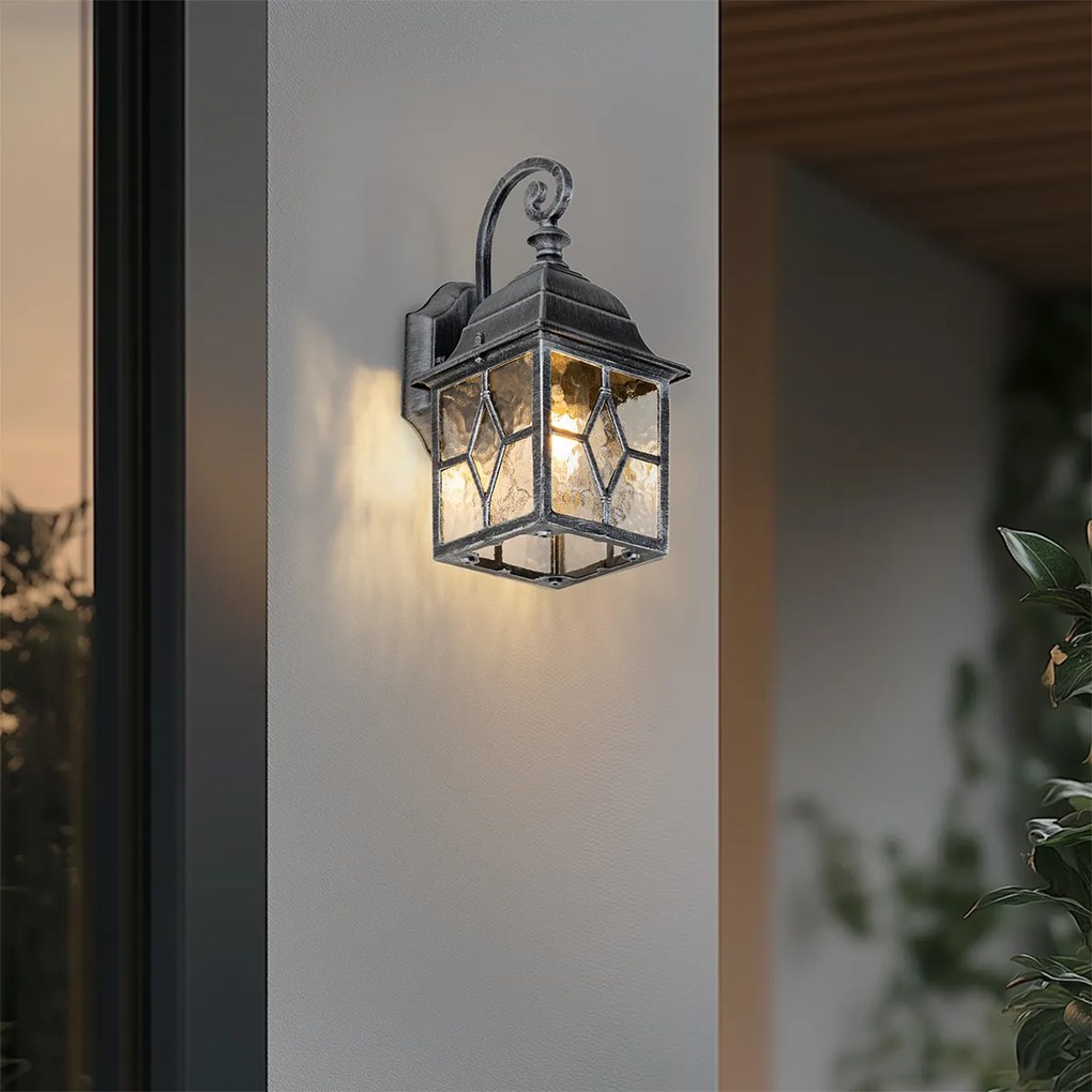 Романтичен външен стенен фенер антично сребро - London