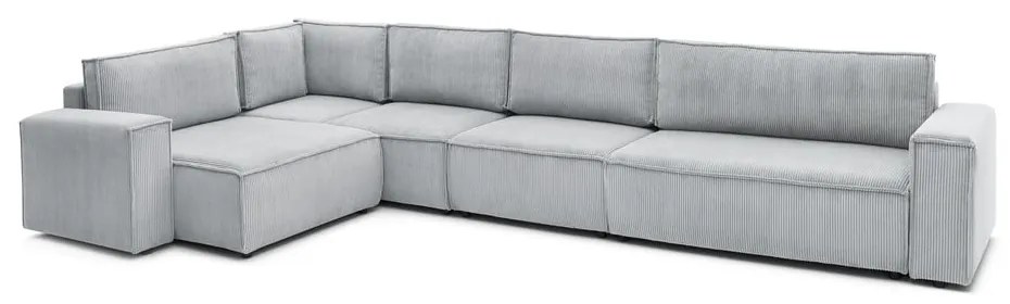 Светлосив ъглов диван от велур, ляв ъгъл Nihad modular – Bobochic Paris