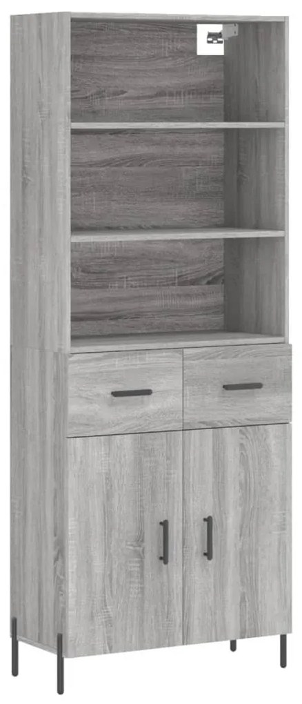 3200527 vidaXL Висок шкаф, сив сонома, 69,5x34x180 см, инженерно дърво