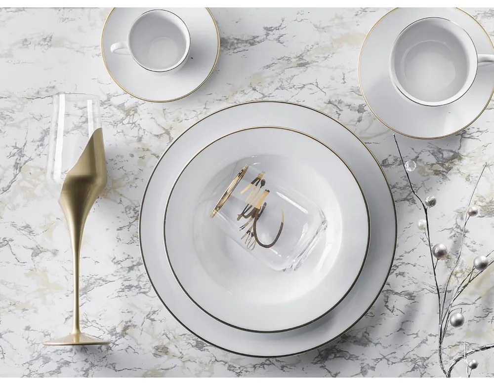 Бели порцеланови чаши в комплект от 6 бр. 100 ml Gold Chic – Villa Altachiara