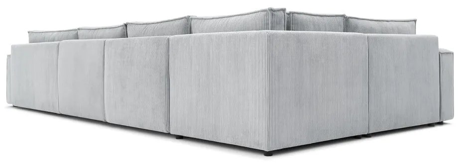 Светлосив ъглов диван от велур, ляв ъгъл Nihad modular – Bobochic Paris