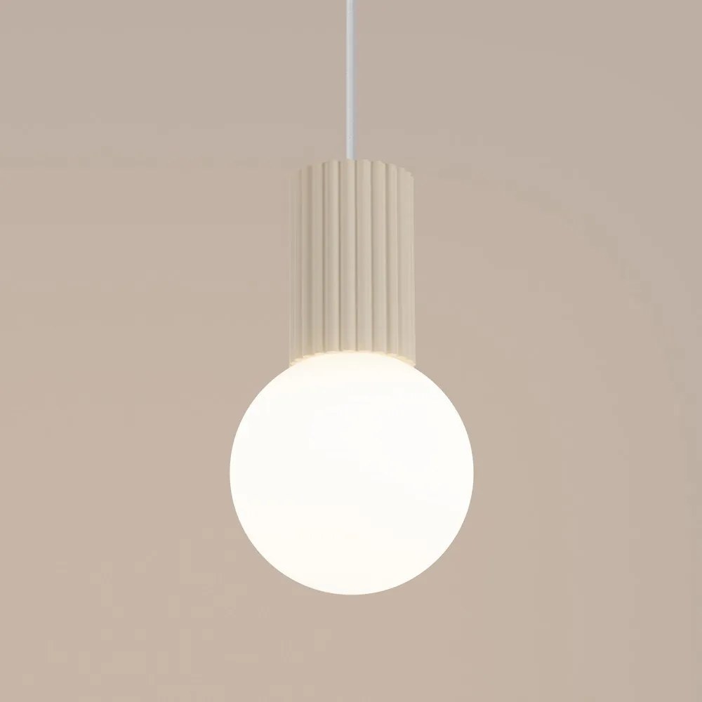 Кремаво висящо осветително тяло със стъклен абажур ø 12 cm Orbital – Sollux