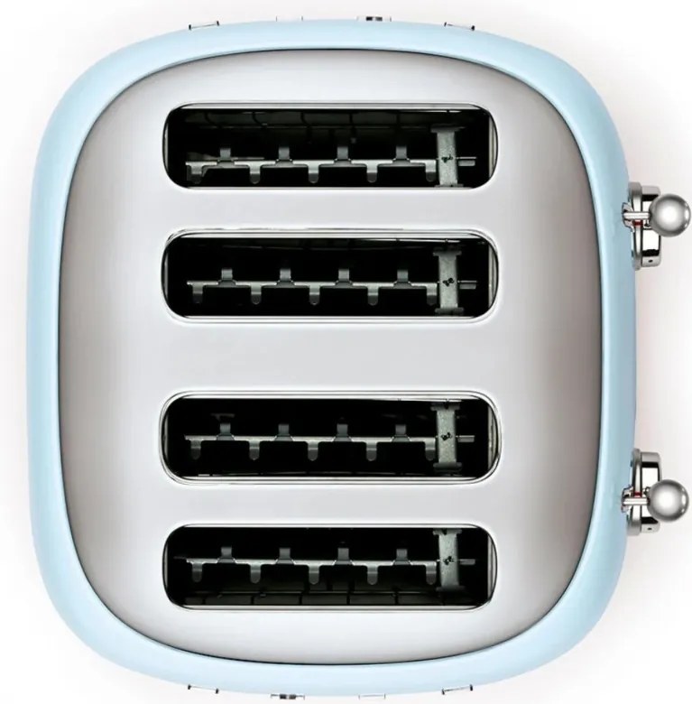 Тостер за хляб SMEG 50's Style TSF03PBEU, 2000W, 4 филии, 6 нива, Тавичка за трохи, Вграден кабел, Неръждаема стомана, Син