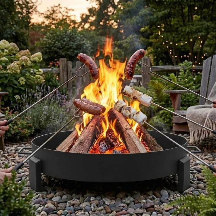 Градинска камина от чугун 60 см - преносима камина за дърва в градината