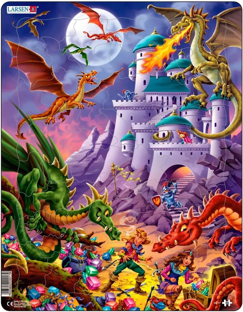 Larsen - Пъзел:  Детски – "Дракони" – 50 части, голям