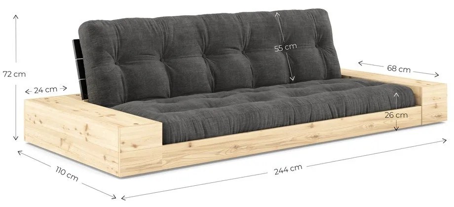 Разтегателен диван в цвят горчица 244 cm Base – Karup Design