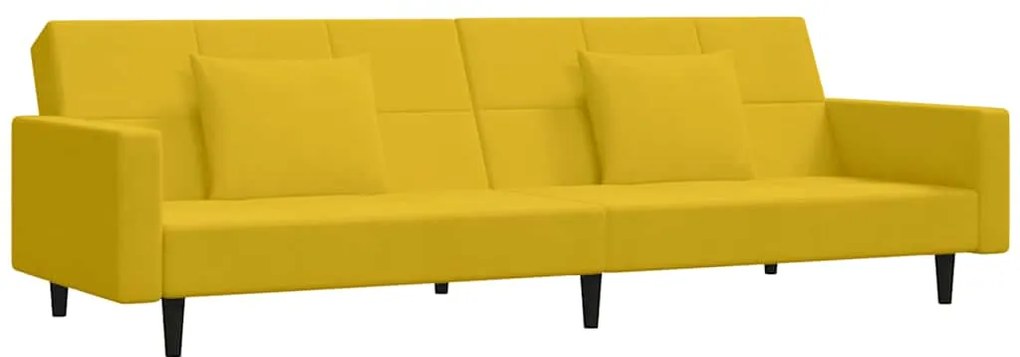 375822 vidaXL 2-местно разтегателно канапе с две възглавници, жълто, кадифе