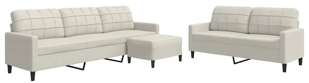 3278489 vidaXL Комплект дивани от 3 части с възглавници, кремав, кадифе