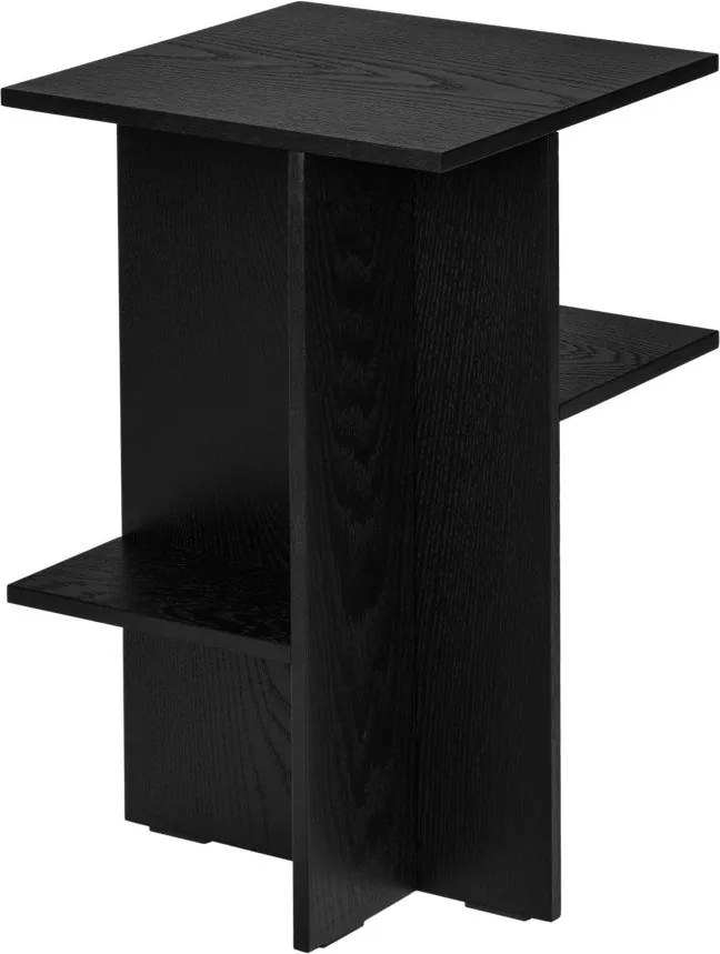 Черно нощно шкафче от декор от дъб с рафтове Atik – noo.ma