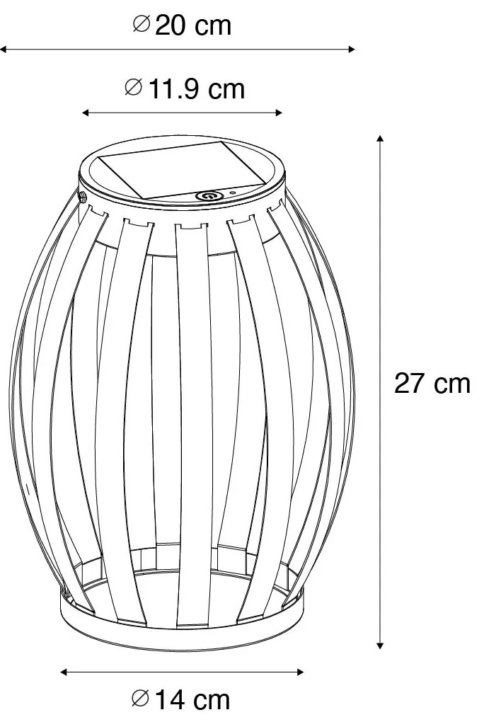 Външни настолна лампа Черна 3-степенна димираща слънчева и презареждаща - Sheldon