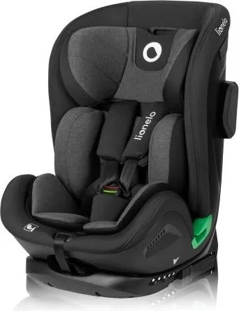 Lionelo - Въртящо се детско столче за кола с база HARPER i-Size 76–150 см, черен карбон