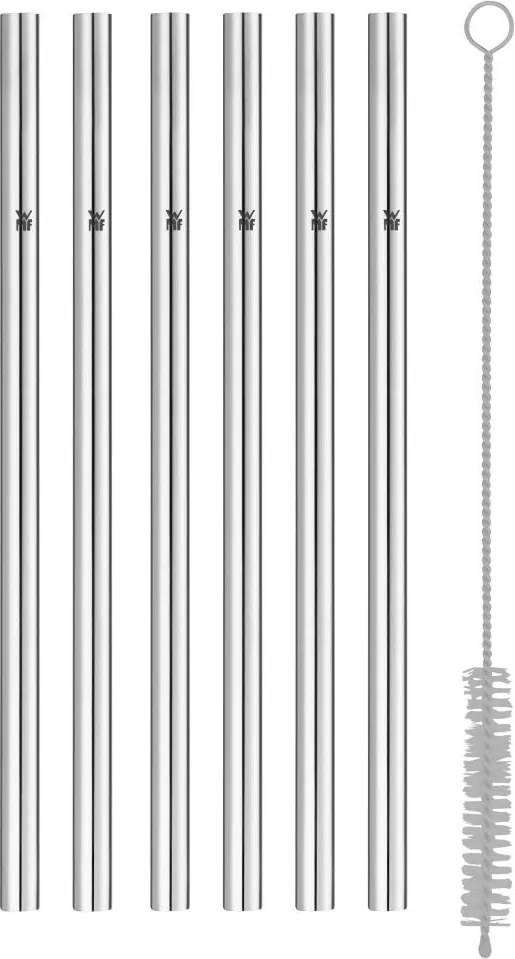 WMF - К-кт 6x Сламки от неръждаема стомана BARIC + четка за почистване