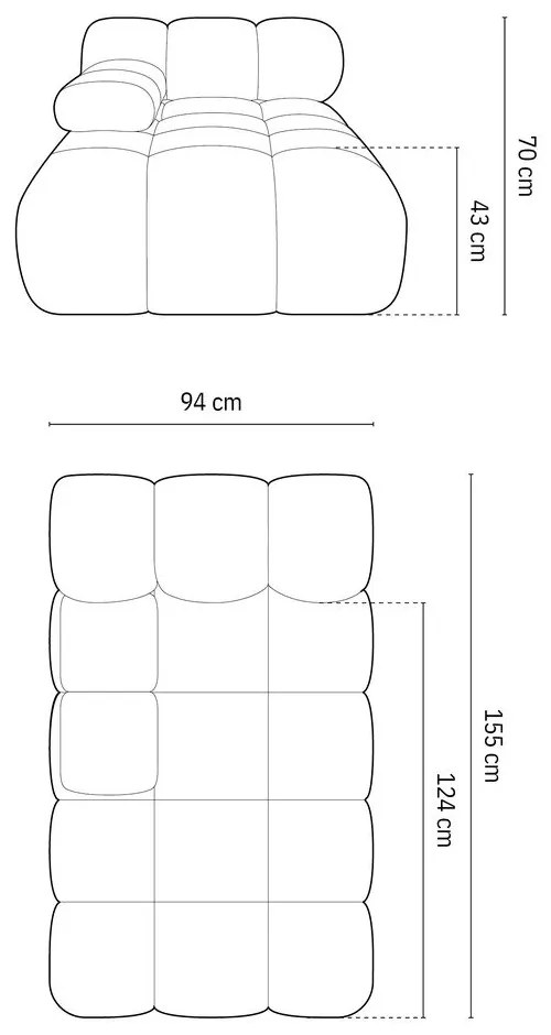 Оранжев модул за диван от букле (ляв ъгъл) Bellis – Micadoni Home