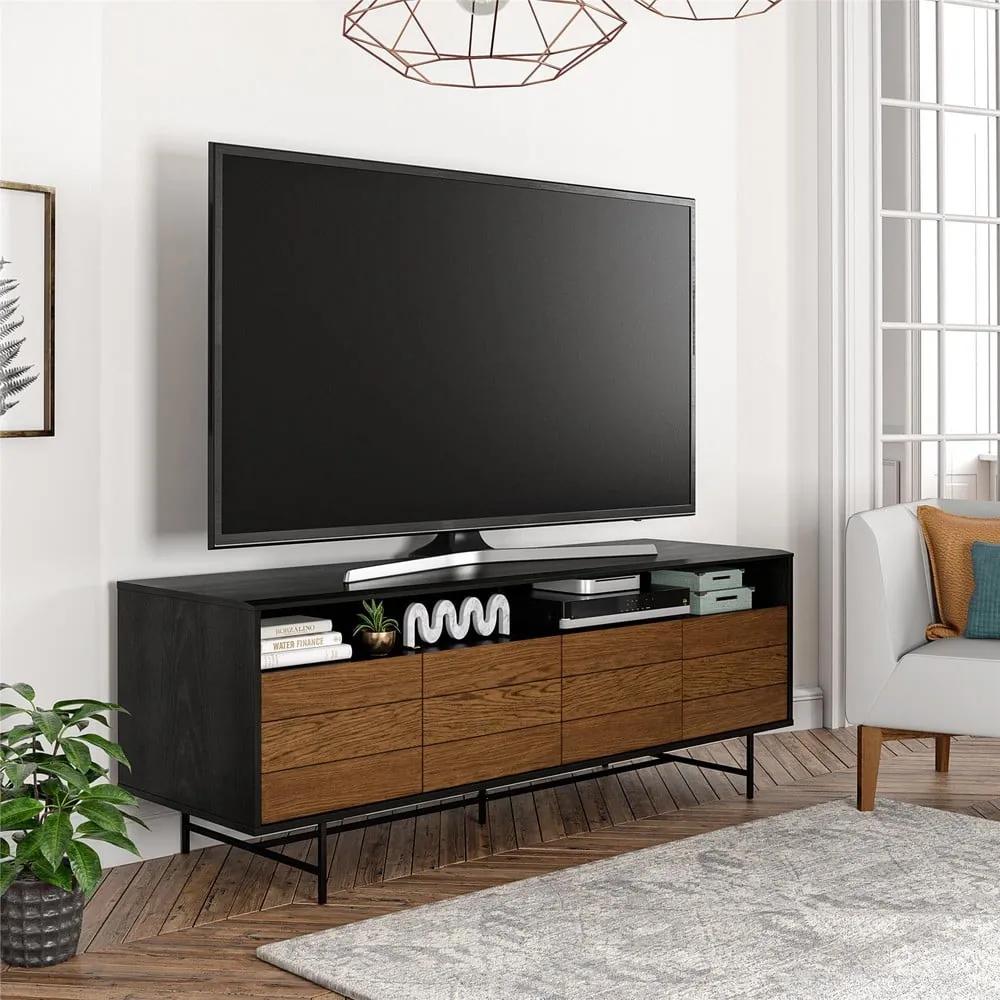 Черна маса за телевизор от дъб 157x58 cm Reznor - Støraa