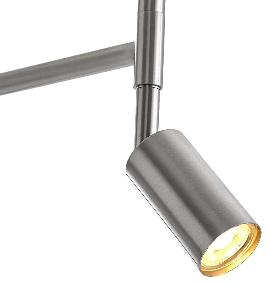 Подова лампа от стомана с бял абажур и регулируема лампа за четене - Ladas