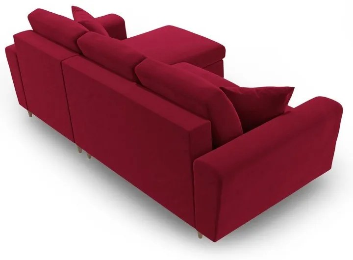 Червен кадифен разтегателен ъглов диван с място за съхранение Kyoto – Cosmopolitan Design