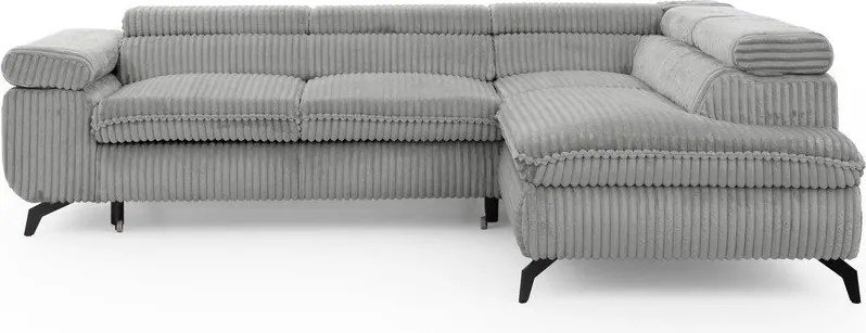 Светлосив ъглов диван от рипсено кадифе (десен ъгъл L форма) Marbeya – Ropez