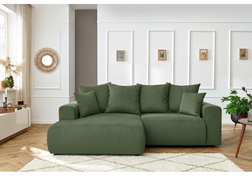 Зелен кадифен ъглов диван Enjoy – Bobochic Paris