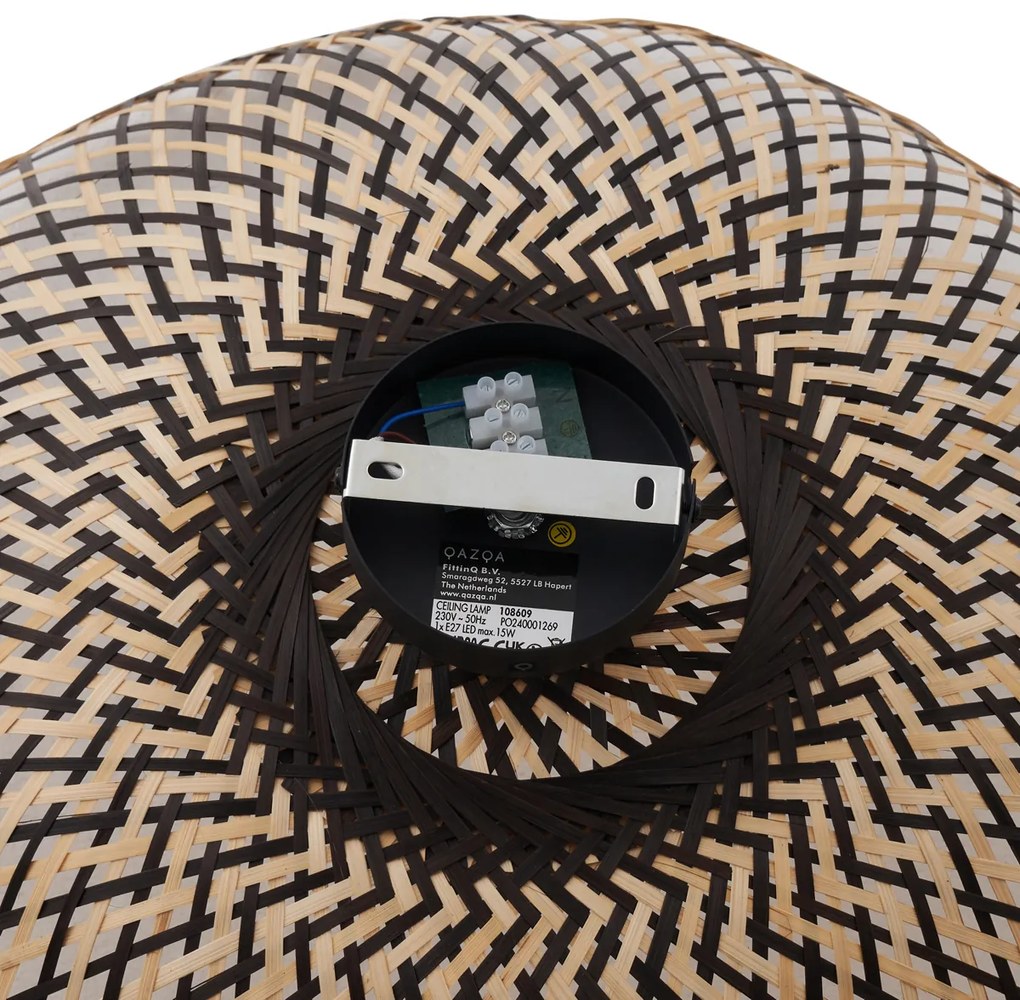 Таванно осветление в стил Арт Деко, черно бамбуково, 60 см - Alka