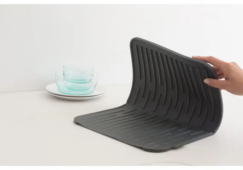 Силиконова подложка за сушене на съдове Brabantia SinkSide 1000206, 43.5x32.5 см, Сгъваема, Тъмносив