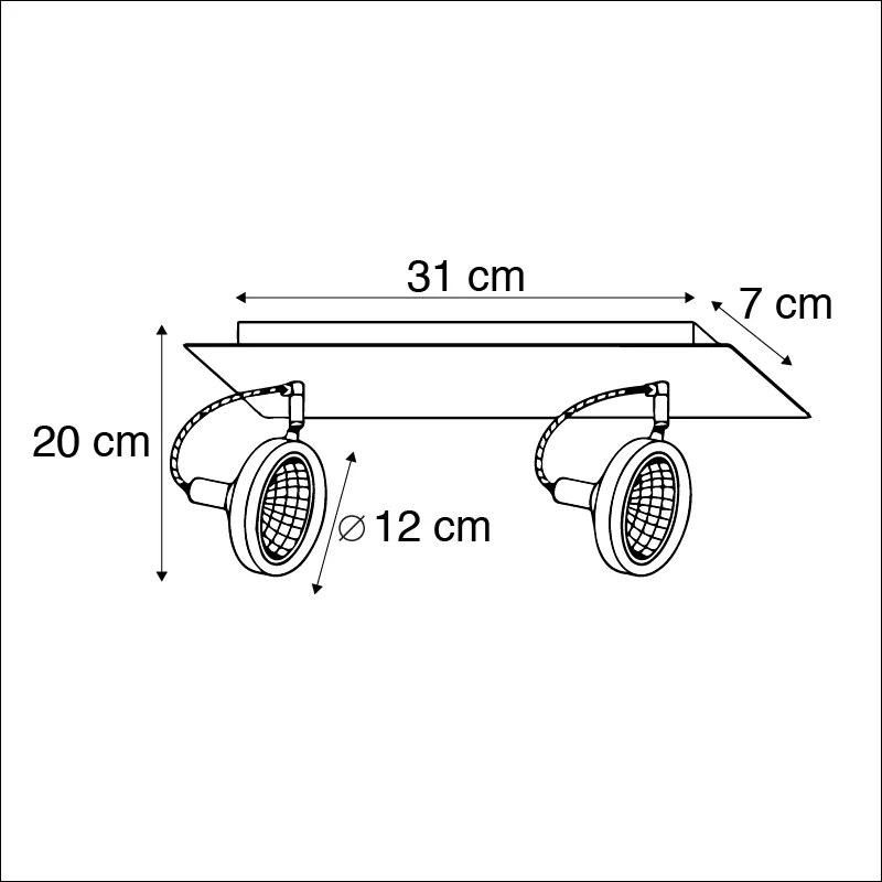Дизайнерски прожектор черен 2-светлина регулируем - Nox