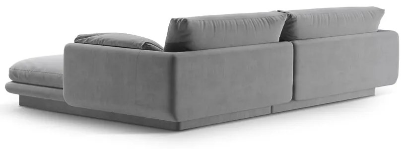 Светлосив кадифен ъглов диван (ляв ъгъл) Torino – Micadoni