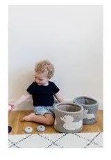 Сив памучен органайзер Зайче, ø 16 cm - Kindsgut