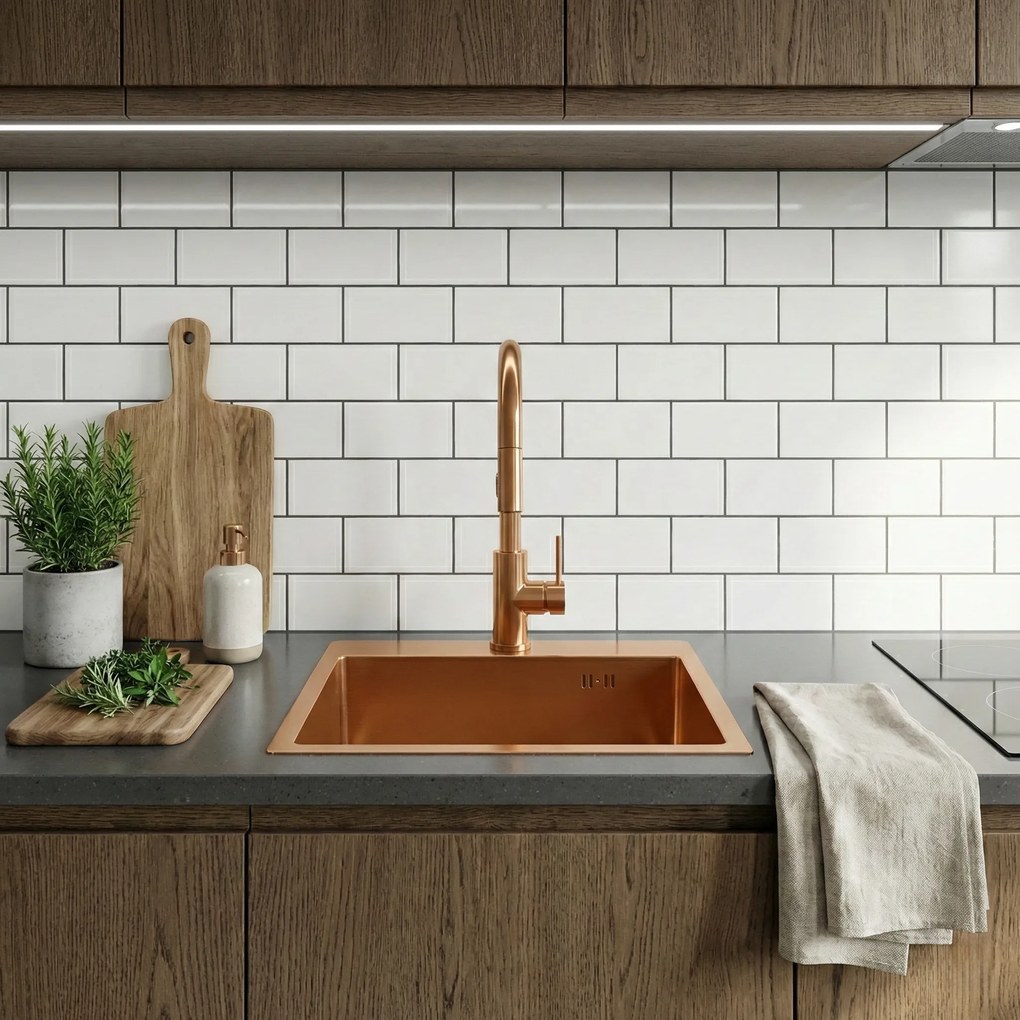 Стоманена мивка Leo 50 BRUSH COPPER