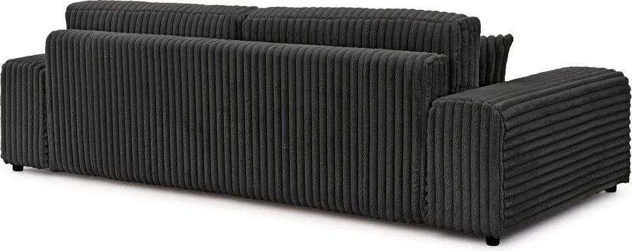 Тъмносив разтегателен диван с място за съхранение от рипсено кадифе 260 cm Justin – Ropez
