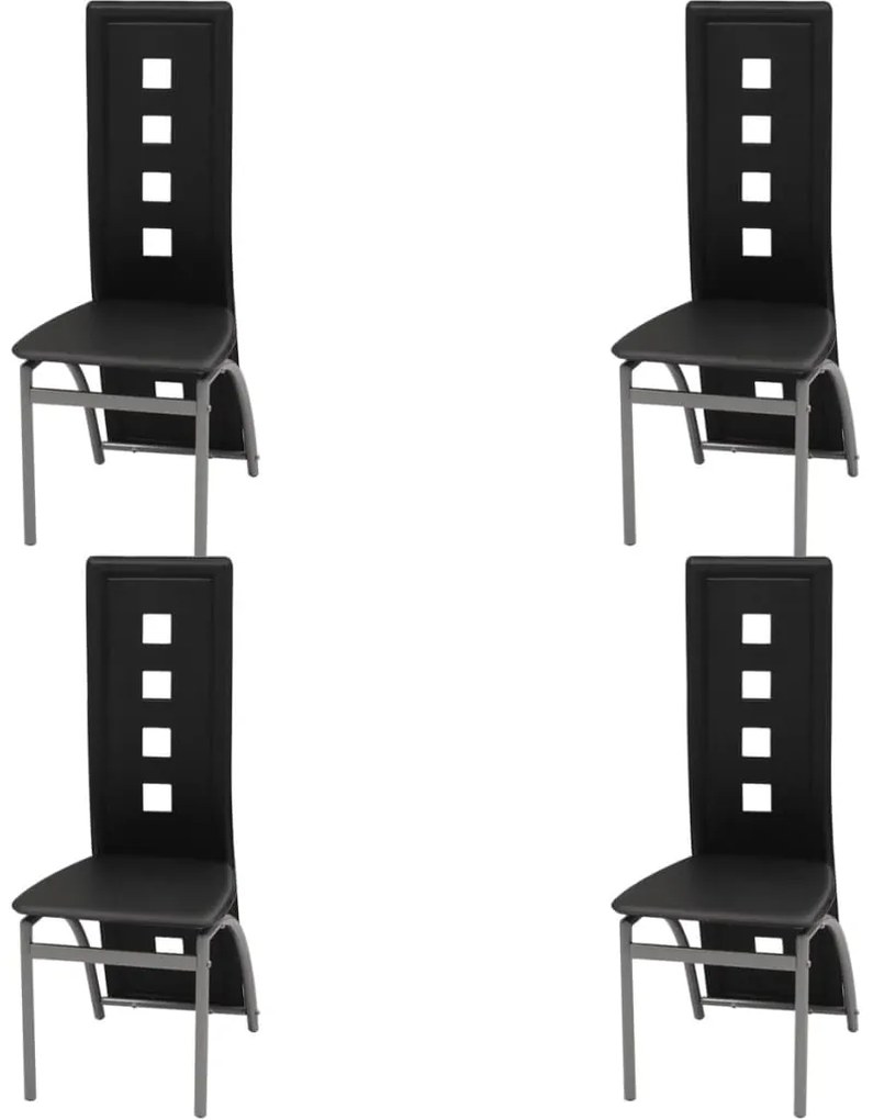 243645 vidaXL Tрапезни столове, 4 бр, черни, изкуствена кожа