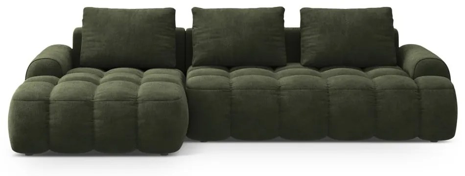 Зелен кадифен сгъваем/с място за съхранение ъглов диван (ляв ъгъл) Linz – Cosmopolitan Design