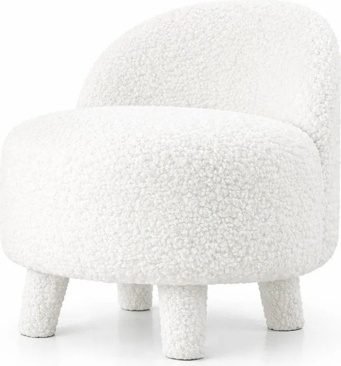 Бял детски фотьойл от плат букле Moouv – Artie