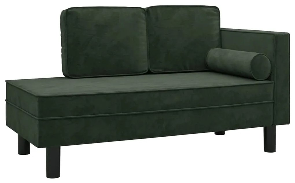 340705 vidaXL Кушетка с възглавници и болстер тъмнозелена кадифе